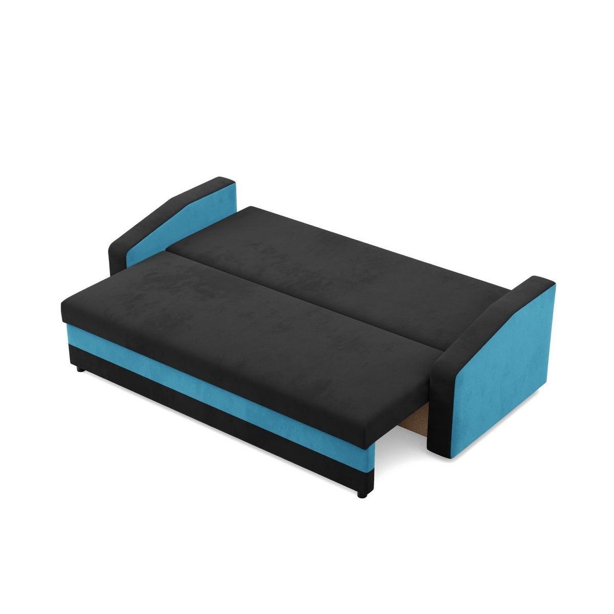 SOFA 3-SITZER MIT SCHLAFFUNKTION ORION, Schwarz + Blau - Blau/Schwarz, Textil (220/85/92cm)