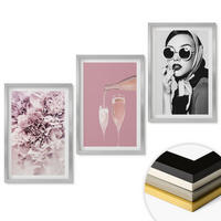 WANDBILDER 3er Set - 40x60 cm Silberner Rahmen - Rosenblüten und eine elegante Dame - Silberfarben, Kunststoff (40/60cm) - ArtPrintCave