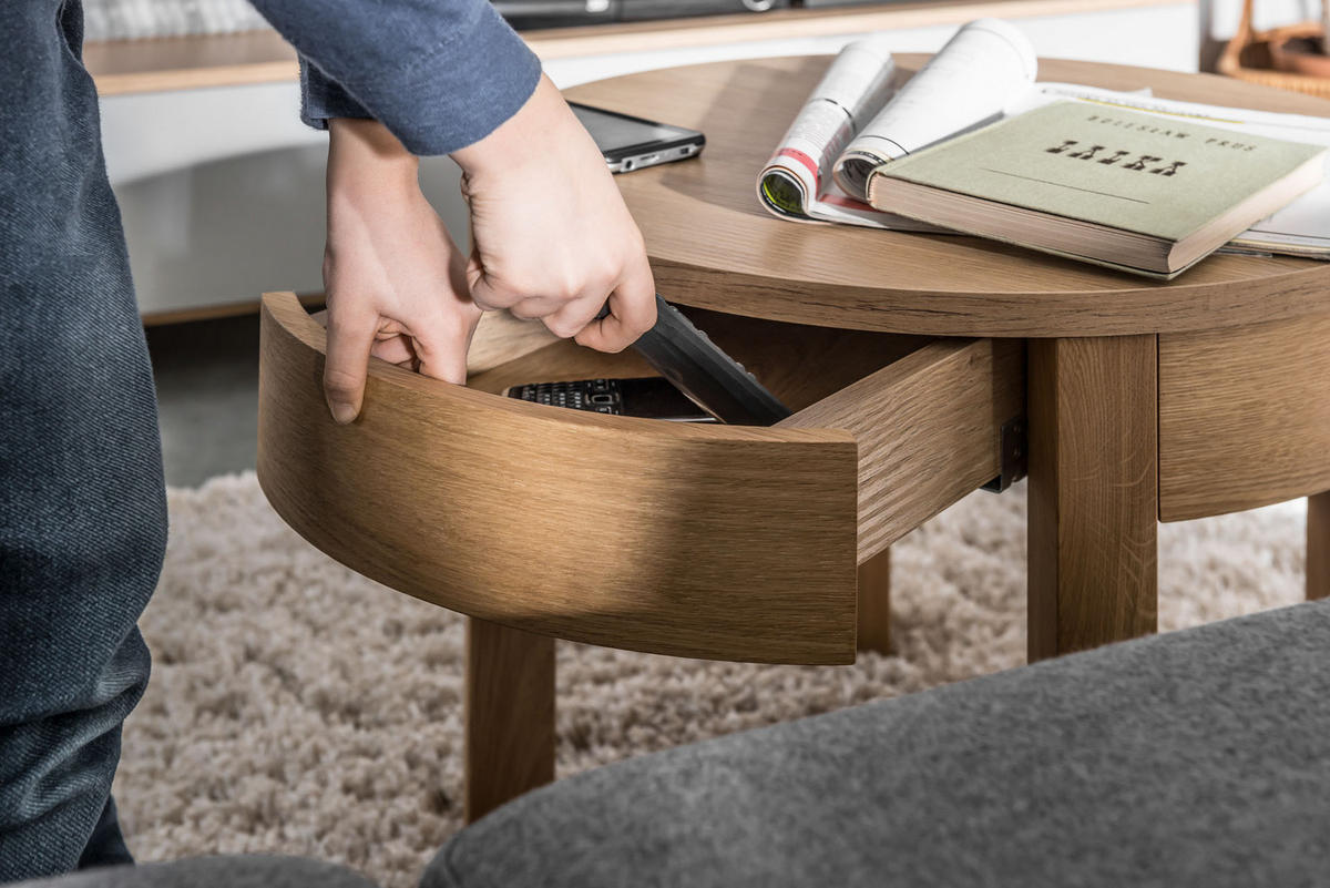 COUCHTISCH rund Buche massiv - Grau, Holzwerkstoff (54/54/45cm) - Vox Möbel