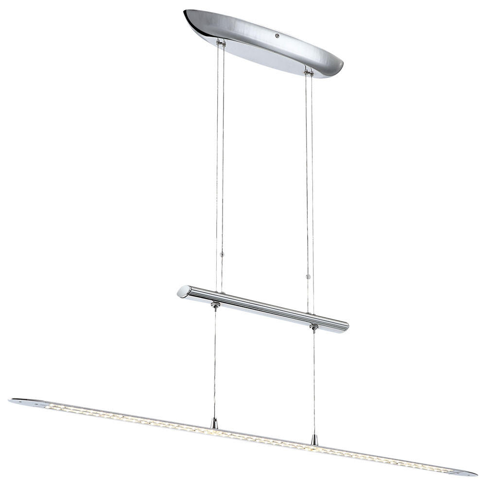 LED HÄNGELEUCHTE Chrom Silber höhenverstellbar - Silberfarben, Metall (92.5/7/150cm) - Globo Lighting