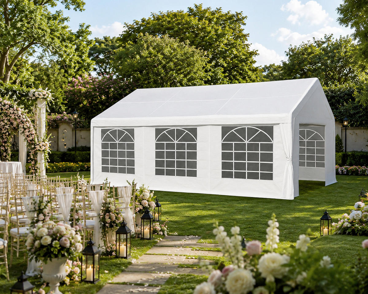 DACHPLANE Livingston - Zeltabdeckung für 4x6 Meter, PE weiss 180g/m². BxTxH: 400x600x310 cm - Weiß, Kunststoff (400/0.3/600cm) - TPFGarden
