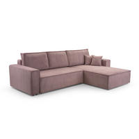 ECKSOFA L Form Cedria Lavendel 287/145/85 cm mit Schlaffunktion - Hellrosa/Schwarz, Kunststoff/Textil (287/145cm) - AX Living