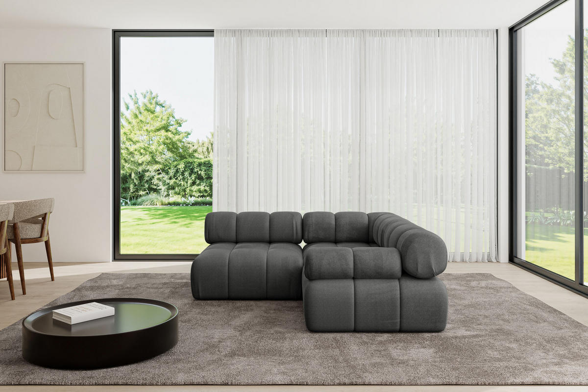 ECKSOFA modulares Sofa Mende-L1 - 190x190x70 cm Dunkelgrau Velours - Dunkelgrau, Holzwerkstoff/Textil (190/190cm) - ALTDECOR
