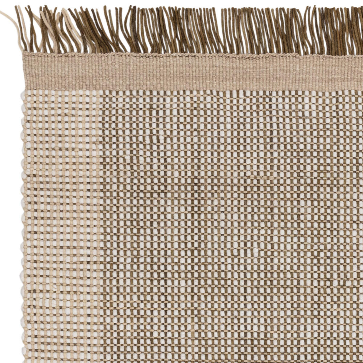 TEPPICH Wolle handgewebt mit Korbmuster Fransen PISA, Olivgrün 200x290 cm - Olivgrün, Textil (200/290cm) - KADIMA DESIGN