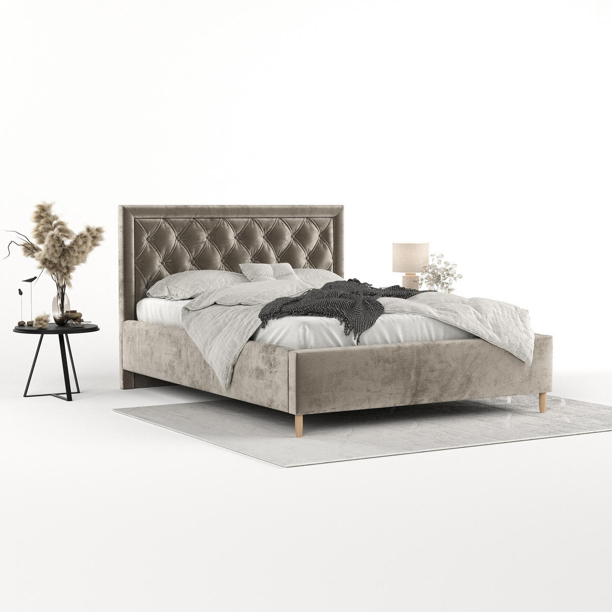 POLSTERBETT Lido 120/200 cm Beige im Lotta Stoff - Beige/Naturfarben, Holz/Holzwerkstoff (120/200cm) - AltaBeds