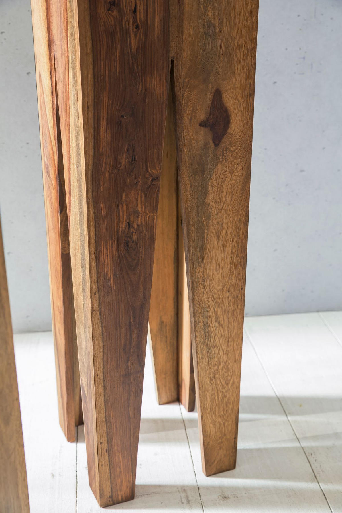 BEISTELLTISCH 3er Set Massivholz Handgefertigt Giraffenbeine, Braun 25x25x100 cm - Braun, Holz (25/25/100cm) - KADIMA DESIGN
