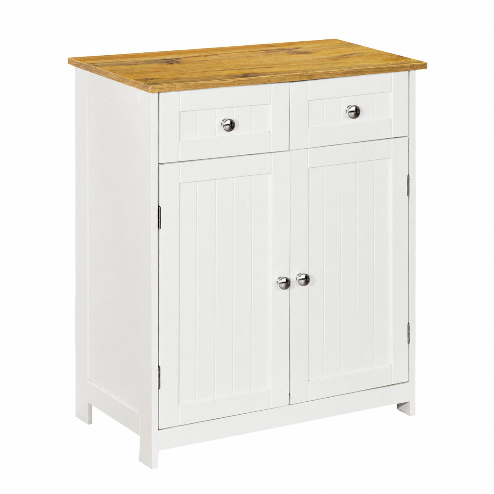 BADEZIMMERSCHRANK MDF Weiß Eiche 2 Schubladen 2 Türen 60x30x75 cm - Hellbraun/Weiß, Holzwerkstoff (60/75/30cm) - Begryf