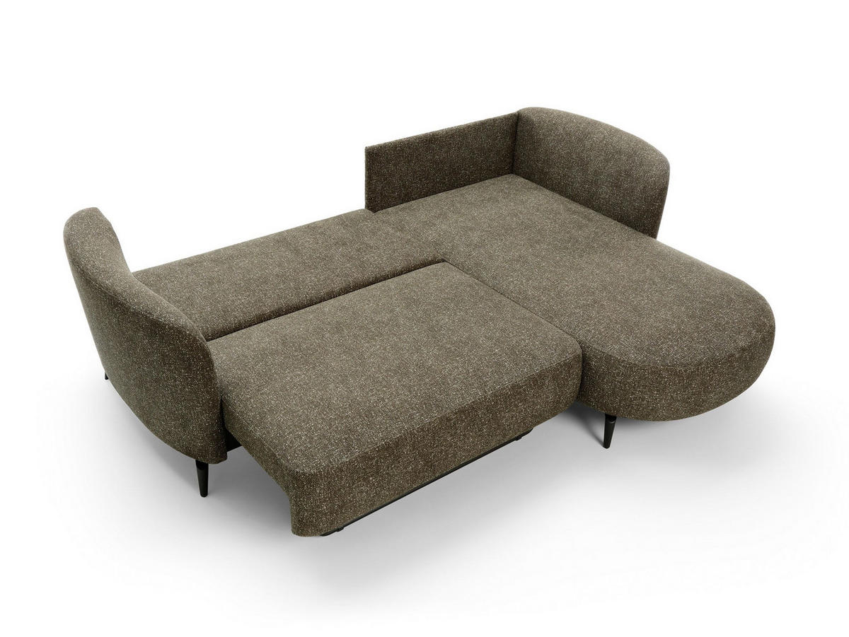 ECKSOFA VICO Grün Velours-Stoff mit Schlaffunktion - Grün, Holz (260/183cm) - MASSENO