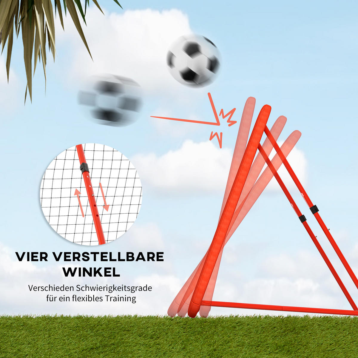 REBOUNDER für Fussball DE-10351 verstellbar, faltbar Rot - Rot, Metall (118/128cm) - ComfortXL