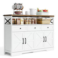 KÜCHENINSEL BUFFET-ANRICHTE mit 3 Schubladen und Türen, Landhausstil, Weiß-Braun, 140 cm - Braun, Kunststoff (35/95/140cm) - Rolipo
