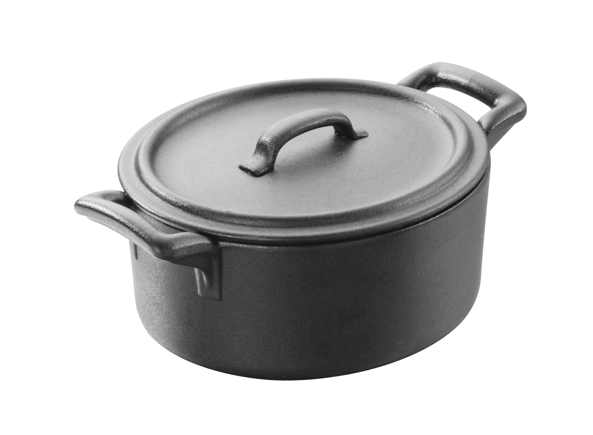 KASSEROLLE MIT DECKEL 45CL OVAL Gusseisenoptik - Schwarz, Keramik (12.2cm) - Revol Porcelaine France