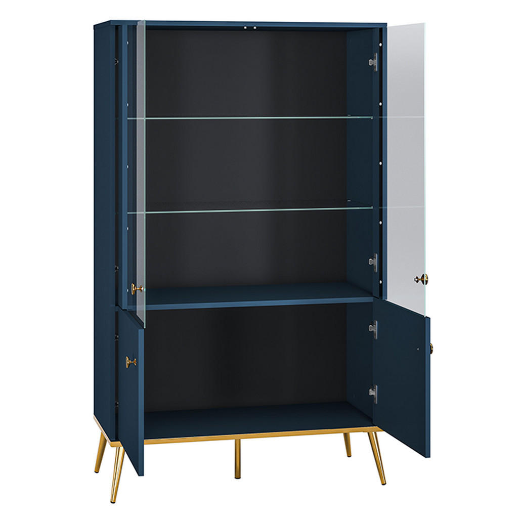 Thumbnail - Feldmann-Wohnen Stauraumvitrine, Blau, Holz, 3 Fächer, Rechteckig, 92x152x40 cm, Wohnzimmer, Wohnwände, Vitrinenschränke