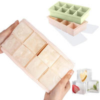 EISWÜRFELFORM 2er Set Silikon mit Deckel für 16 große Eiswürfel - Multicolor, Kunststoff (12/5.4/22cm)