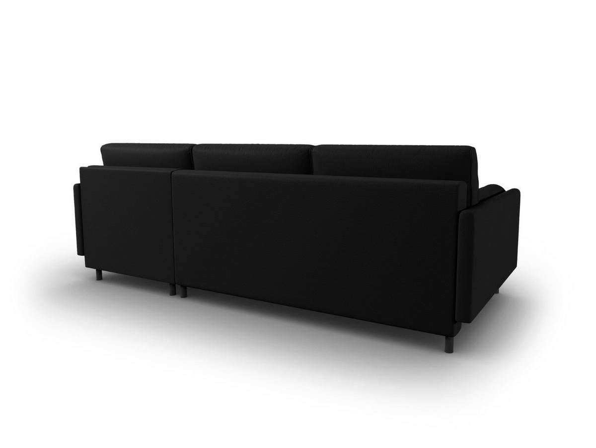 AUSKLAPPBARES-ECKSOFA rechts mit Container Scott aus strukturiertem Stoff schwarz 5 Sitzplätze - Schwarz, Textil (142/212cm) - Micadoni