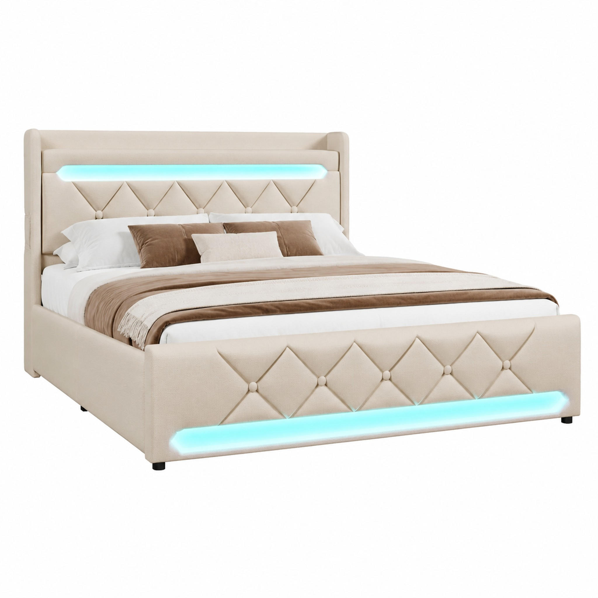 Meubliv Polsterbett Beige 160x200 cm