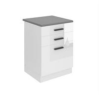KÜCHENUNTERSCHRANK 60 cm SDSZ mit Arbeitsplatte, Schubladen, Weiß Hochglanz - Weiß, Holz (60/85/51.6cm) - B BELINI GROUP