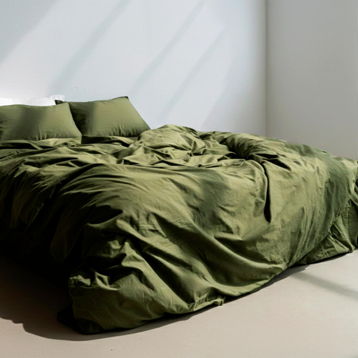 BETTBEZUG basic 220x220 cm (komfortgrösse) olivgrün - Olivgrün, Textil (220/220cm) - Happy Friday