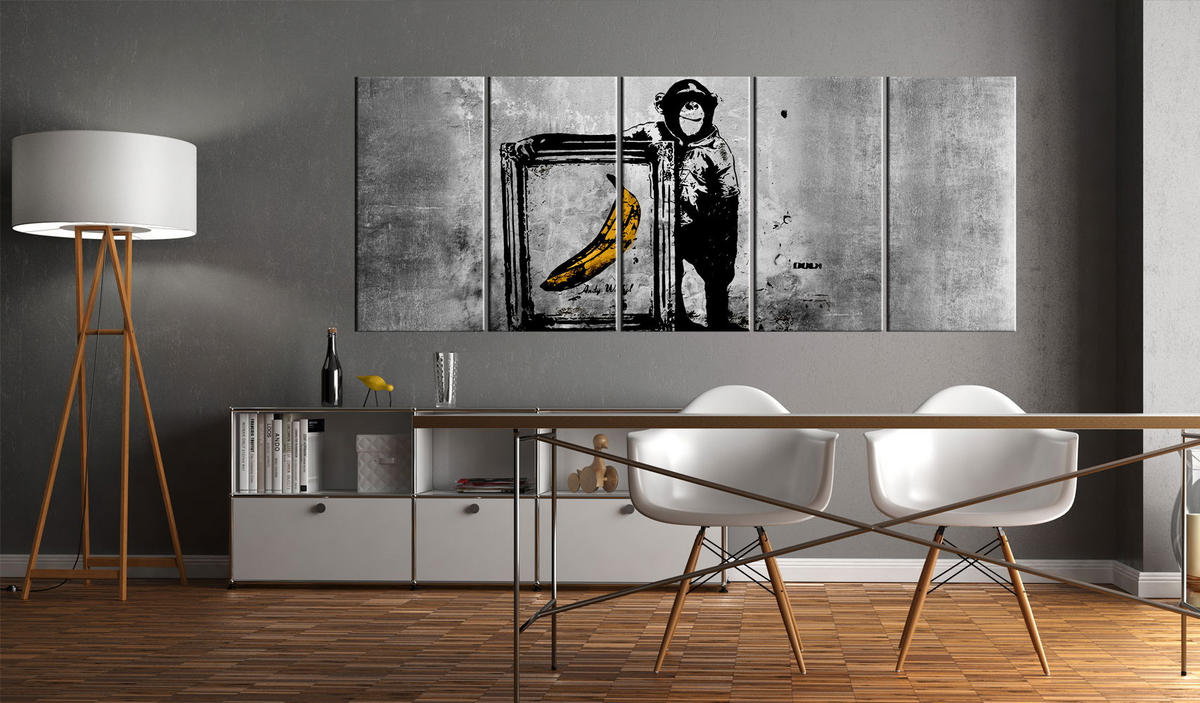 KUNSTDRUCK Schwarz-Weiß 200/80 cm - Gelb/Schwarz, Textil (200/80cm) - KUNSTLOFT