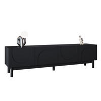 TV Lowboard 4 Türen, verstellbare Einlegeböden, Schwarz - Schwarz, Holz (169/45/34cm)