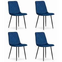 ESSZIMMERSTUHL 4er Set Marineblauer Velours, Diamantpolsterung, Bequeme Sitzfläche - Blau, Textil (51/86/56cm) - Best For Home