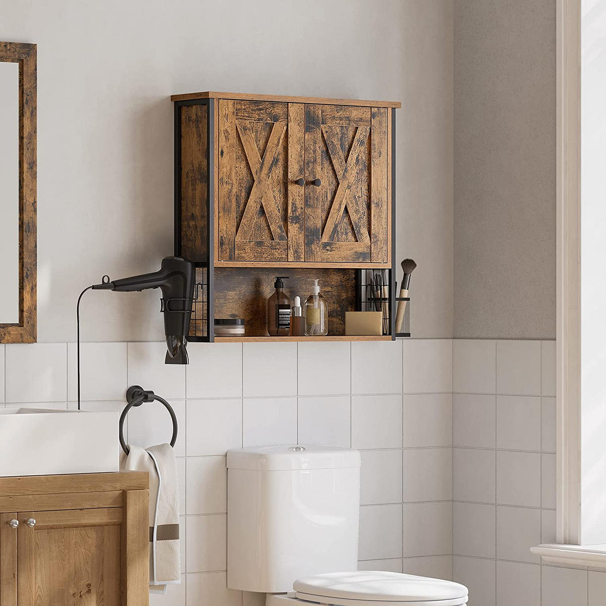BADEZIMMERSCHRANK WANDSCHRANK - Braun, Holzwerkstoff (16/60/60cm) - Hansiro