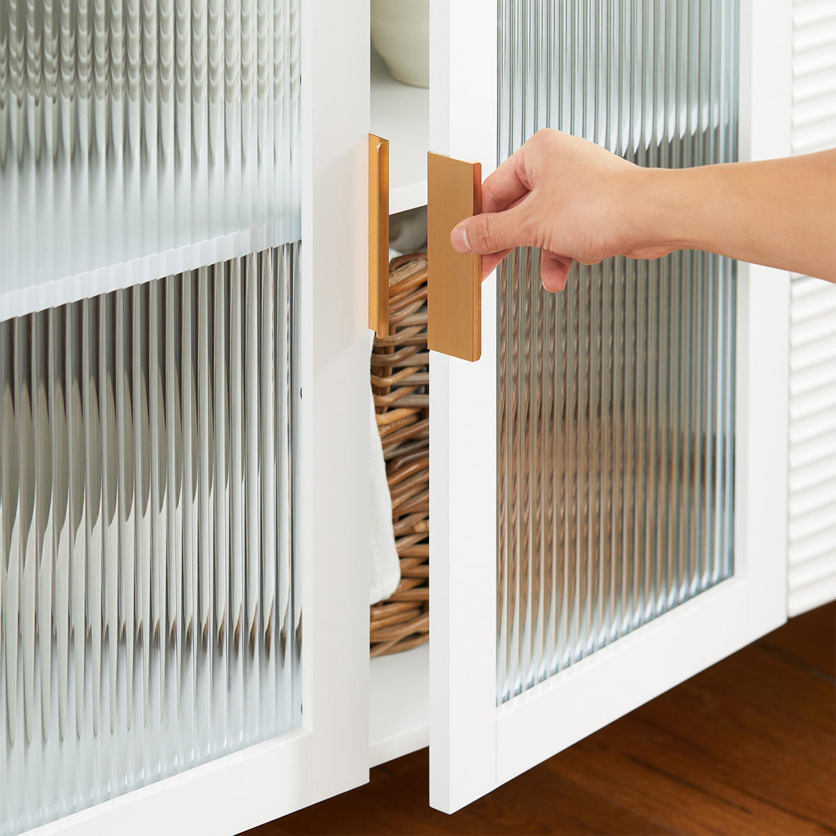 VITRINE Weiß - Goldfarben/Weiß, Glas/Holzwerkstoff (108/85/40cm) - SoBuy