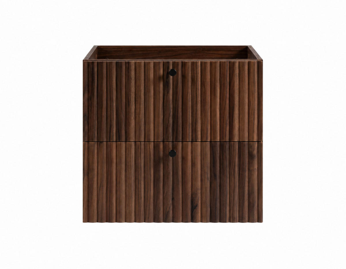 BADEZIMMERSCHRANK: Nusseiche / Platte Kaschmir / Griffe Schwarz / Beine Schwarz, 60 x 44,4 x 73,6 cm - Eichefarben/Schwarz, Holzwerkstoff (60/73.6/44.4cm) - 3XE LIVING
