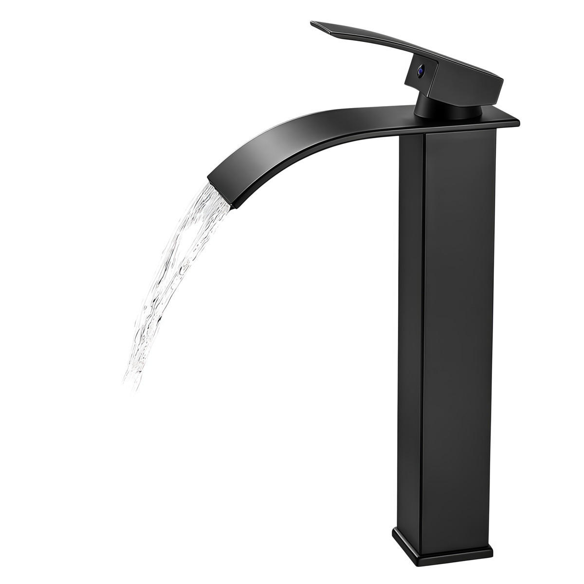 WASCHTISCHARMATUR KASKADE QUADRATISCH MESSING SCHWARZ 232 MM - Schwarz, Metall (29/11/17cm) - Authentics