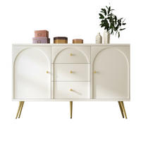 SIDEBOARD Cremeweiß, mit 2 Türen, 3 Schubladen und goldfarbenen Füßen, 140/40/84 cm - Creme, Holzwerkstoff (140/84/40cm) - WISHDOR
