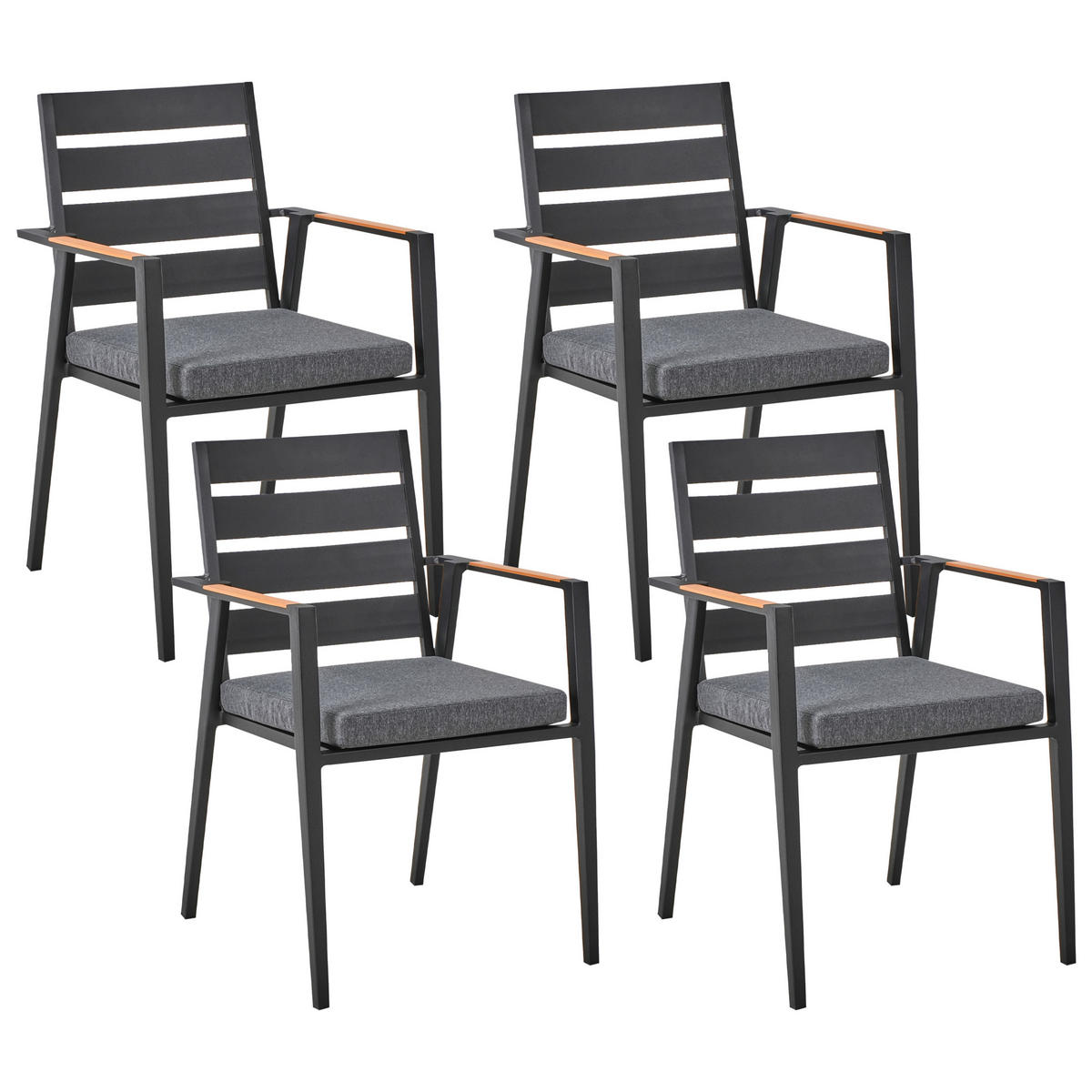 GARTENMÖBEL-SET 4-Sitzer Schwarz Metall Maletto/taviano - Schwarz, Metall - Beliani