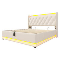 STAURAUMBETT 140/200 cm DE-00579, in PU Weiß, LED-Beleuchtung - Weiß, Metall (140/200cm) - ComfortXL