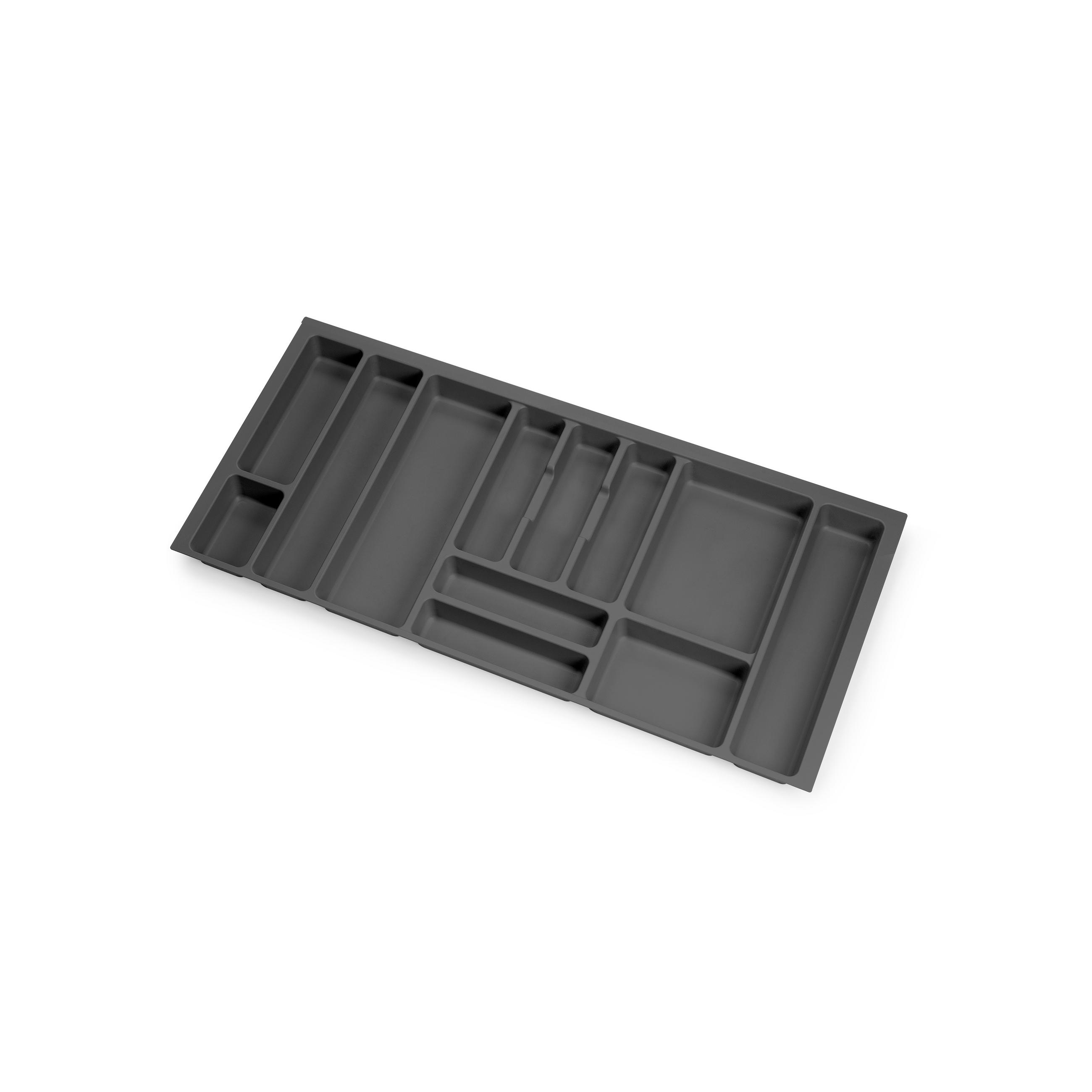 BESTECKEINSATZ Optima Vertex/Concept, Tiefe 500mm, Plattenstärkenstärke 16mm, Modul 1000mm, Kunststoff, Anthrazitgrau - Anthrazit, Kunststoff (96.5/5/52cm) - EMUCA