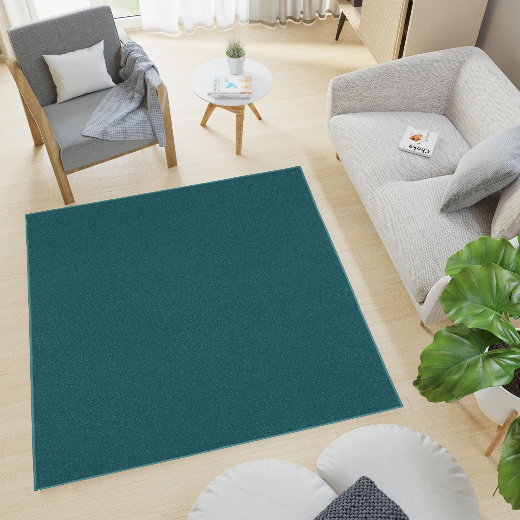 TEPPICH MONO SQUARE Blau 200/200 cm - Blau, Kunststoff (200/200cm) - Tapiso