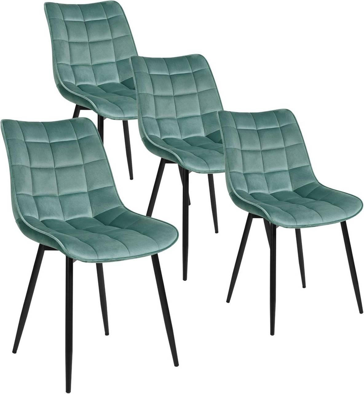 ESSZIMMERSTUHL 4er Set, Samt, Metallbeine, Türkis - Türkis/Schwarz, Textil/Metall (46/85.5/40.5cm) - Woltu