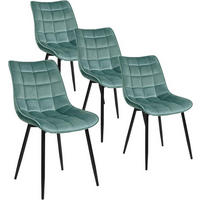 ESSZIMMERSTUHL 4er Set, Samt, Metallbeine, Türkis - Türkis/Schwarz, Textil/Metall (46/85.5/40.5cm) - Woltu