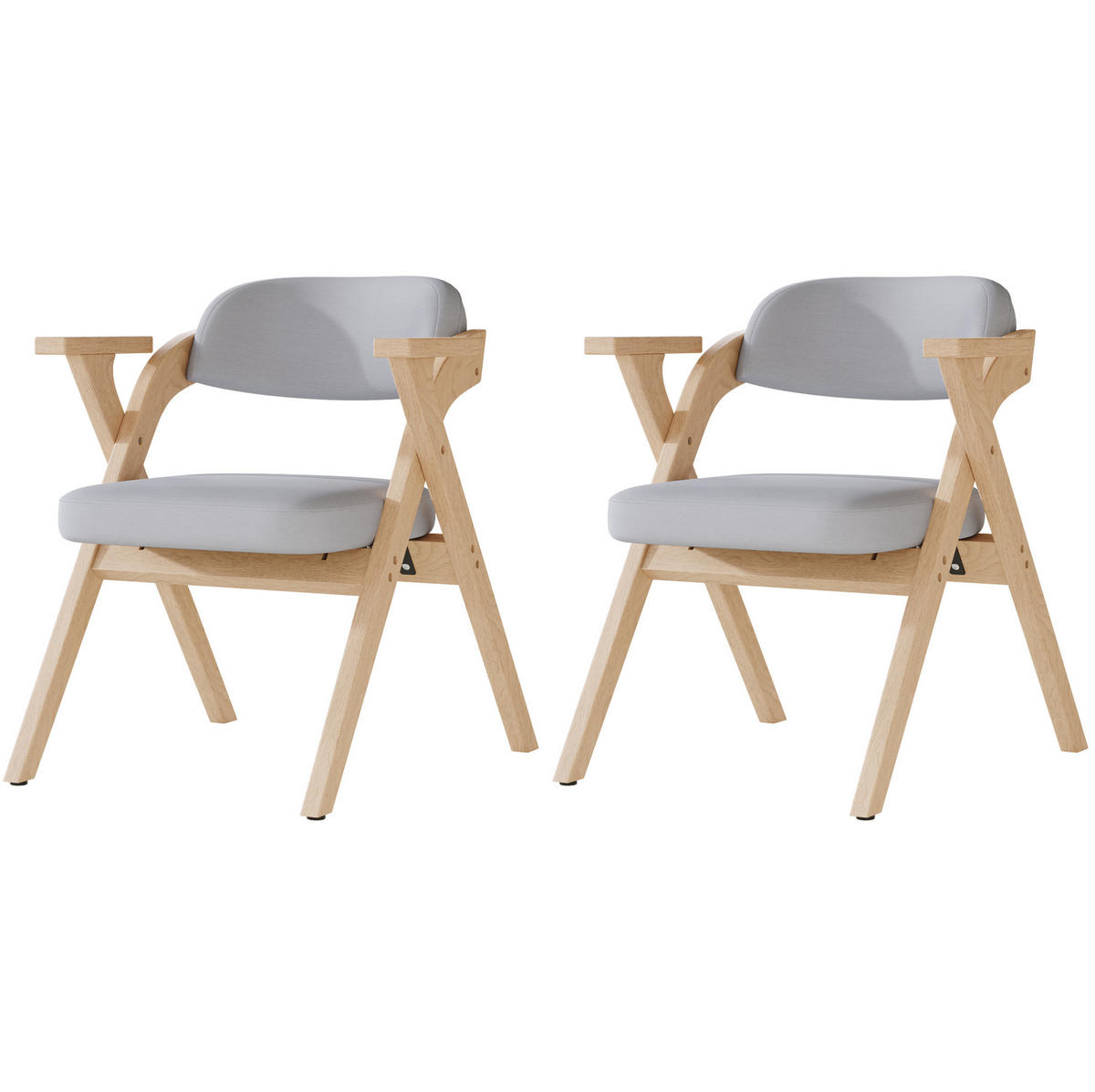 KLAPPSTUHL 4er-Set Grau mit Armlehnen - Grau, Holz (66.5/76/64.5cm) - MIVRAY