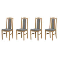 ESSZIMMERSTUHL - Set 4x Bos 7 Grandson, aston 17 - Eichefarben/Grau, Holz (43/96/40cm) - Leaf Design