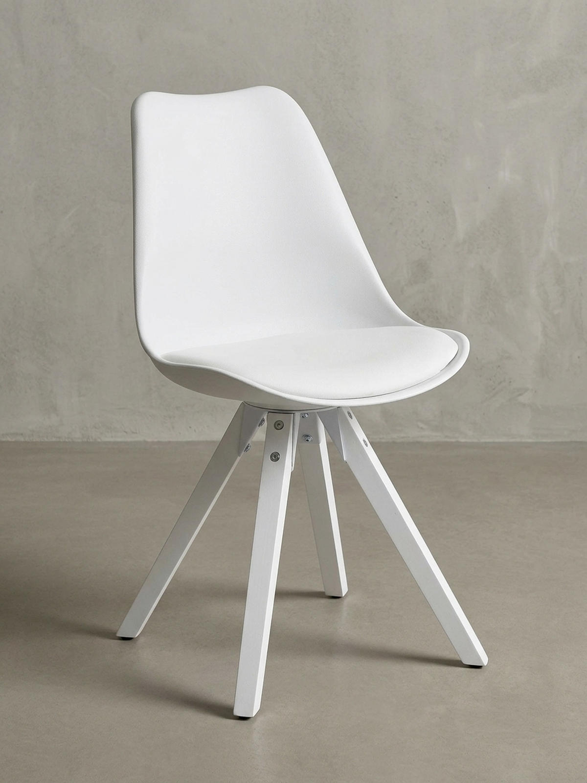 ESSZIMMERSTUHL 2er Set Kunstlederbezug mit Holzgestell Modern gepolstert, Weiß 52x49x87 cm - Weiß, Holz/Kunststoff (52/87/49cm) - KADIMA DESIGN