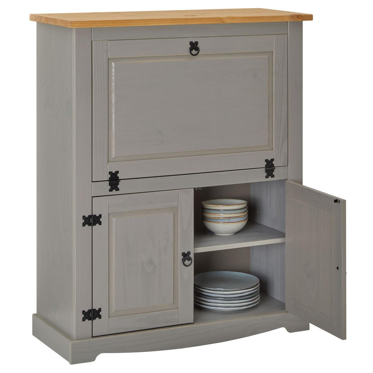 WEINSCHRANK TEQUILA - Braun/Grau, Holz (98/121/40cm) - IDIMEX