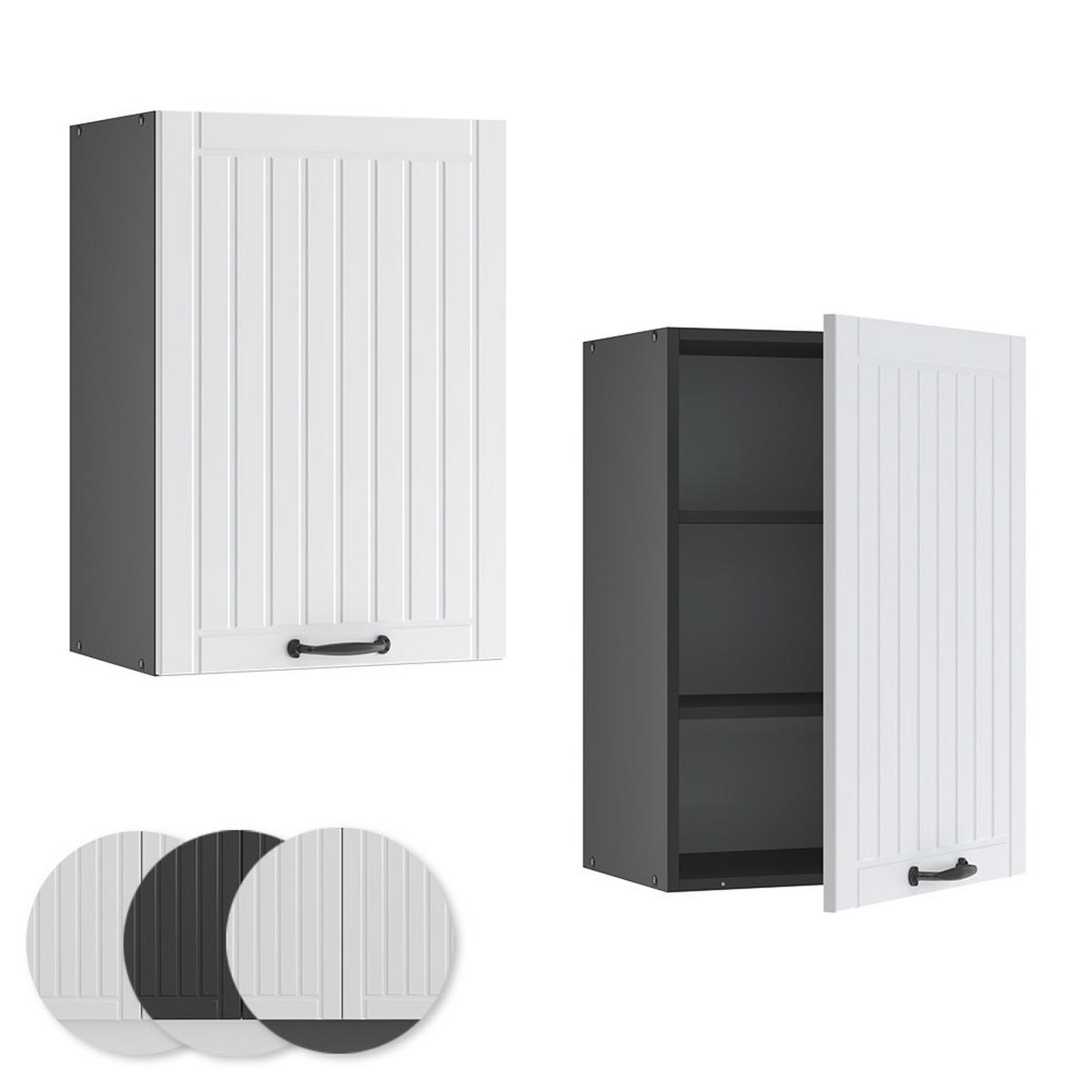 HÄNGESCHRANK Fame-Line Weiß Landhaus 50 cm - Anthrazit/Weiß, Holzwerkstoff (50/72/34.1cm) - Vicco