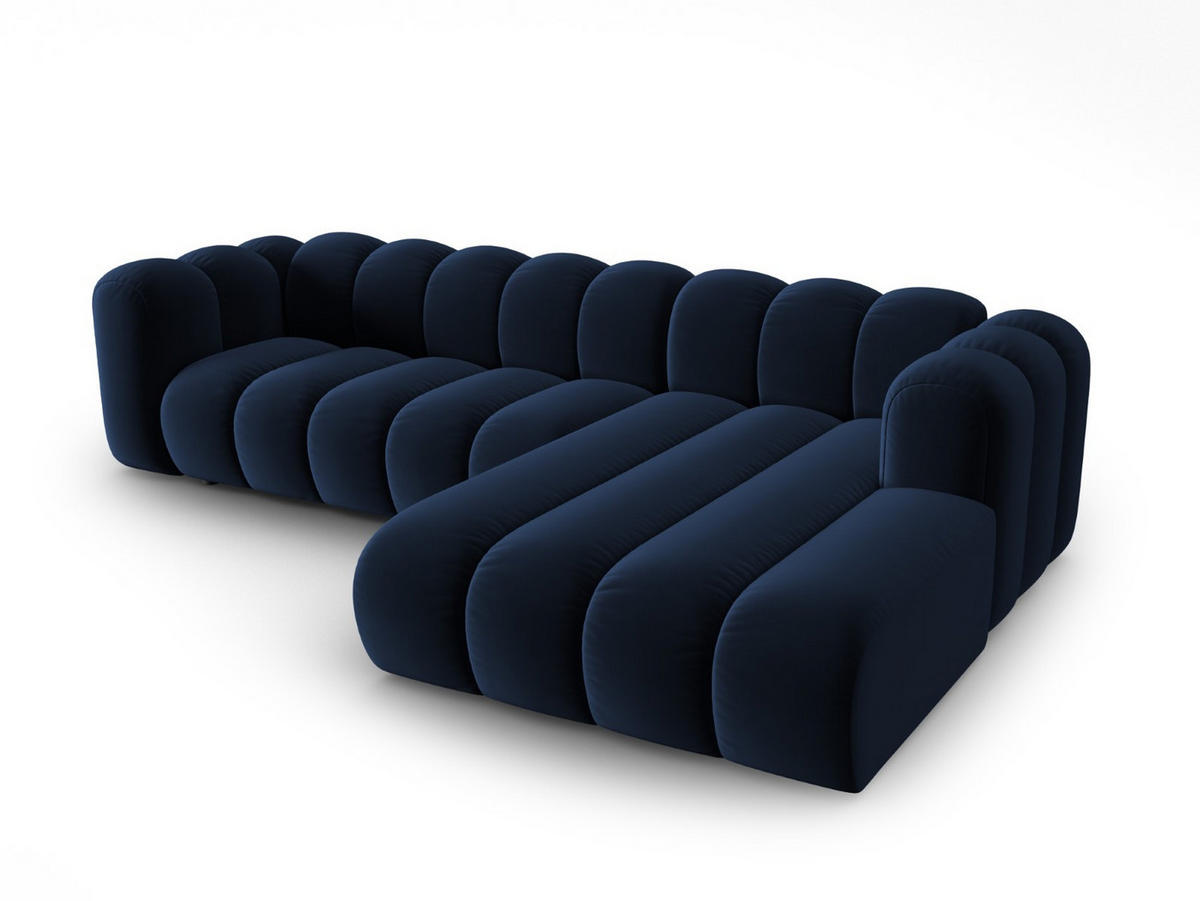 ECKSOFA modular rechts Lupine aus Samt königsblau 4 Sitzplätze - Dunkelblau, Textil (177/290cm) - Micadoni