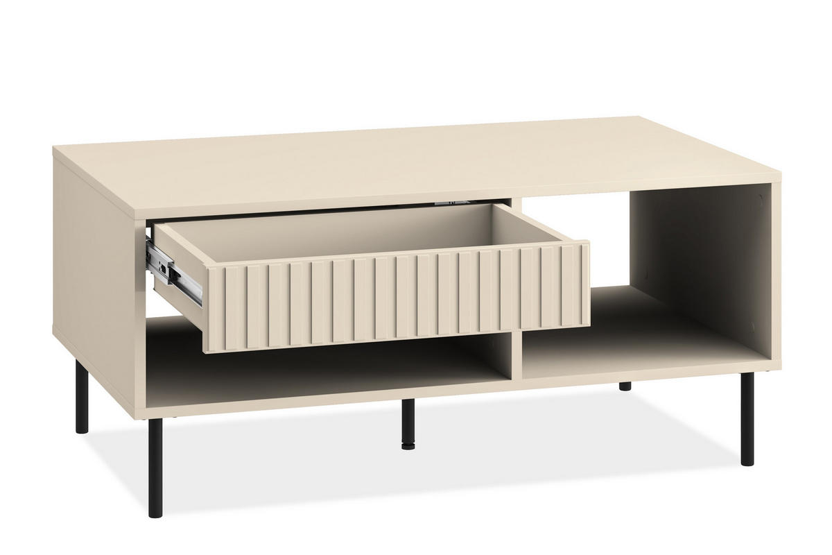 COUCHTISCH DROMA mit Schublade, Creme - Creme, Holz (60/100/45cm) - KONSIMO®
