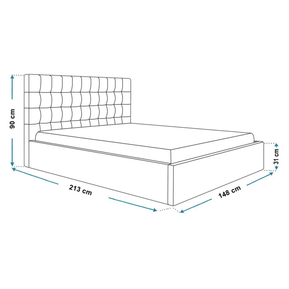 POLSTERBETT SIM 4 mit Kopfteil, 140 x 200 cm mit Bettkasten und Lattenrost aus Holz, Velourstoff, Farbe: Blau - Blau, Holz/Kunststoff (140/200cm) - Sepro Meble