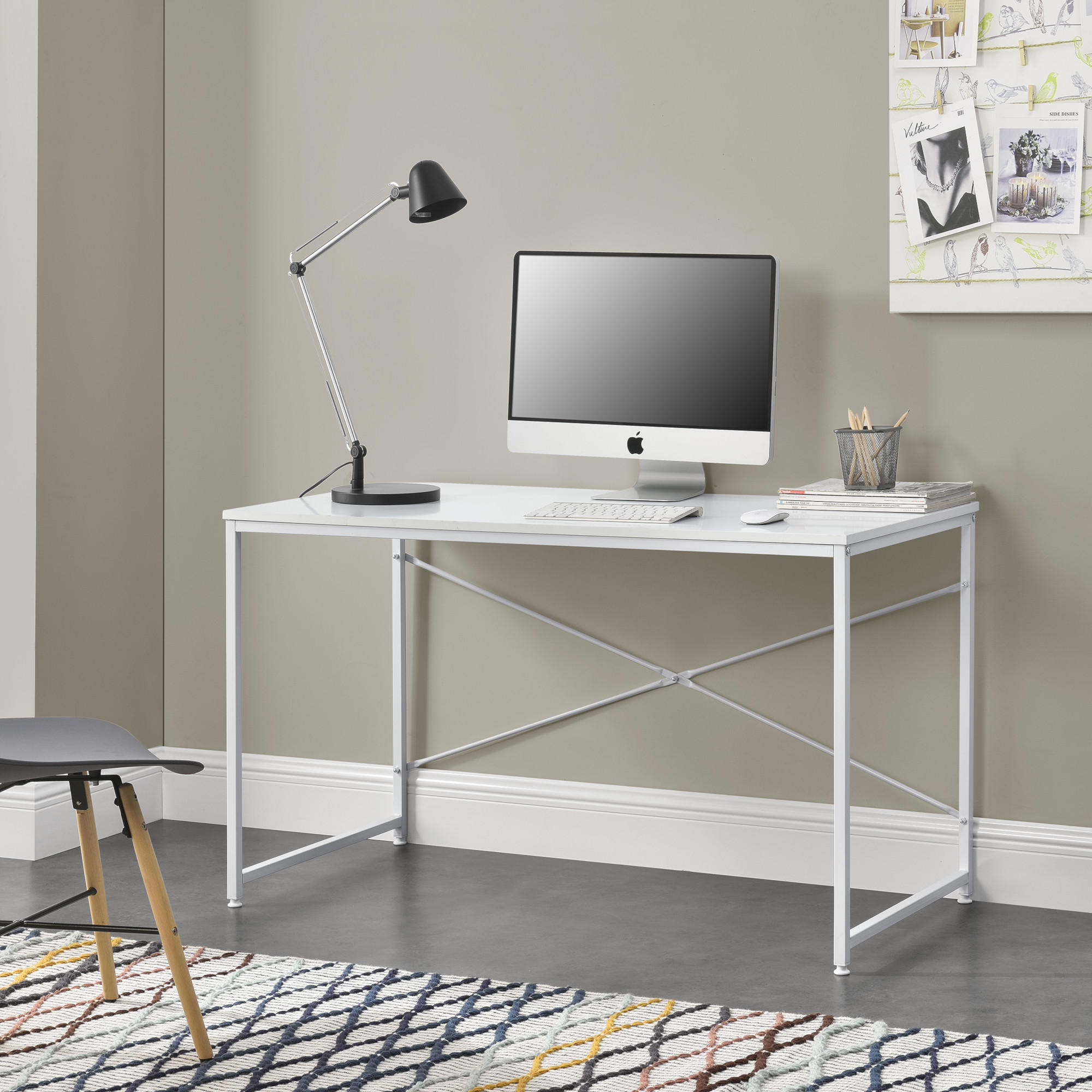 Thumbnail - [en.casa] Schreibtisch, Weiß, Holzwerkstoff, Rechteckig,Rechteckig, 120x72x60 cm, Arbeitszimmer, Schreibtische, Bürotisc...