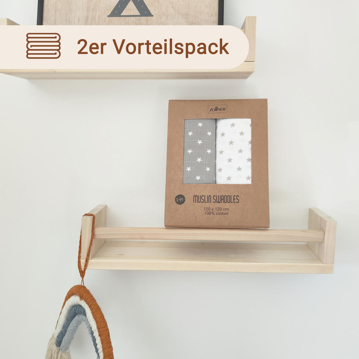 SPUCKTÜCHER, 2er-Set, 120x120 cm, 100% Baumwolle, farblich sortiert - Multicolor, Textil (120/120cm) - Zollner