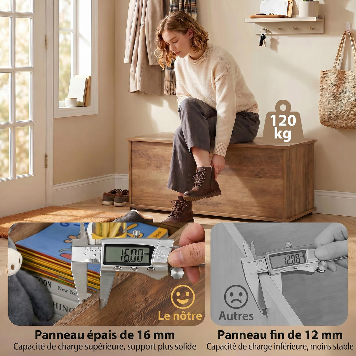 SITZTRUHE Braun 100/40/40 cm - Braun, Holzwerkstoff (40/40/100cm) - PANGIVO