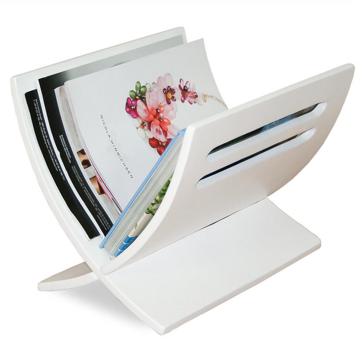 ZEITUNGSSTÄNDER Holz Weiß - Weiß, Holz (30/29/36cm) - Homestyle4u