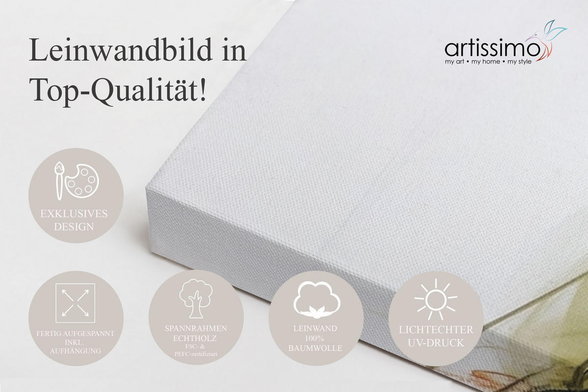 LEINWANDBILD 70x50 cm Blumen salbei-grün Bild Wohnzimmer - Beige, Textil (70/50cm) - artissimo