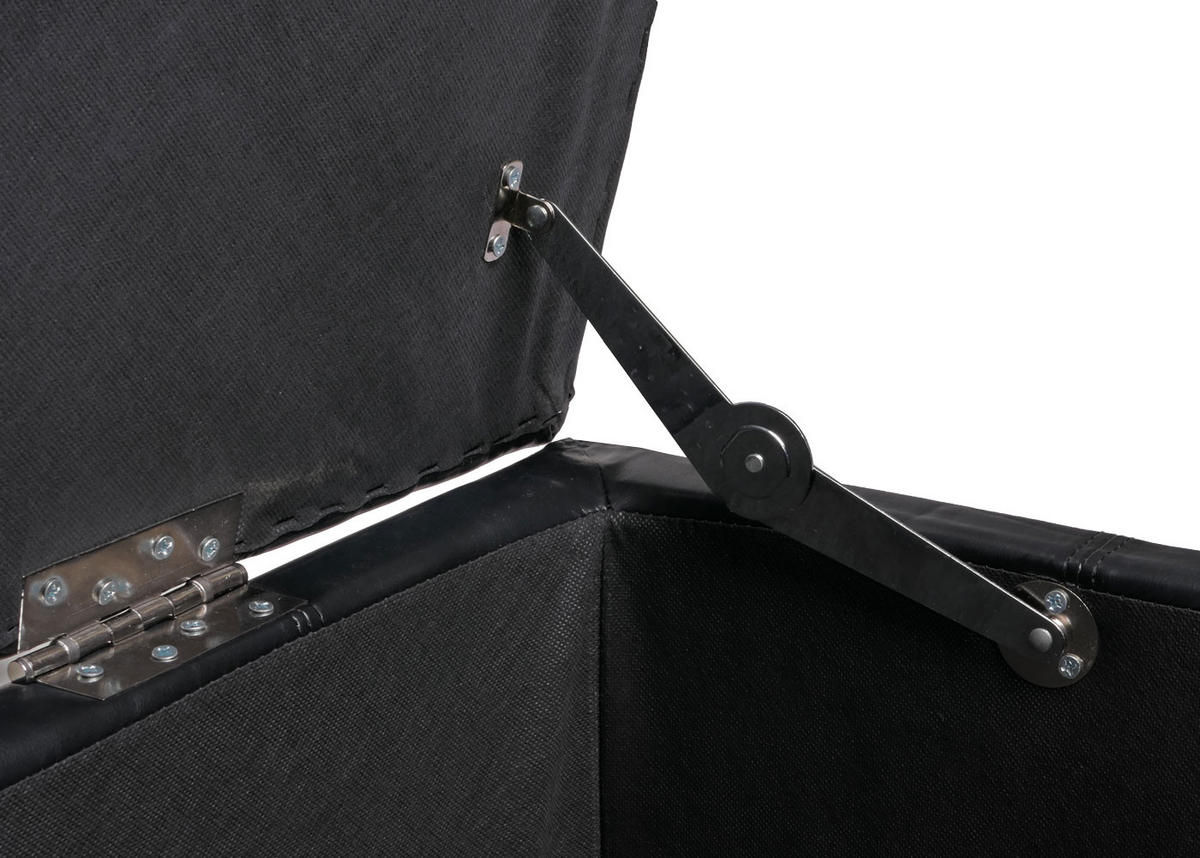 AUFBEWAHRUNGS-TRUHE Sitzbank Lars 45x112x45cm Schwarz Leder + Kunstleder - Schwarz, Kunststoff (112/45/45cm) - BERLINLODGE