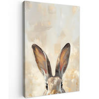 LEINWANDBILD Hase - Ohren - Braun Deko XXL 80x120 cm - Beige, Textil (80/120cm) - MuchoWow